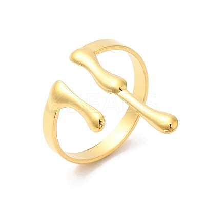 Ion Plating(IP) 304 Stainless Steel Melting Drop Open Cuff Rings for Women RJEW-L107-001G-1