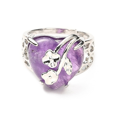 Natural Amethyst Adjustable Rings RJEW-P043-03P-17-1