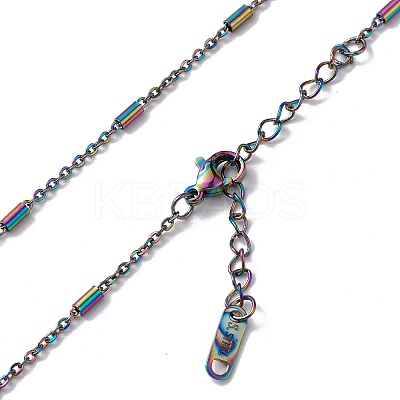 Ion Plating(IP) 304 Stainless Steel Column Link Chain Necklace for Men Women NJEW-K245-019B-1