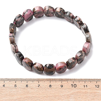 Natural Rhodonite Faceted Beaded Stretch Bracelets for Women BJEW-K251-07H-1