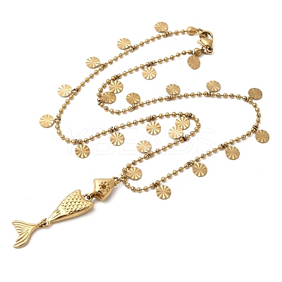 304 Stainless Steel Fish Pendant Necklaces for Women NJEW-F362-01G-1
