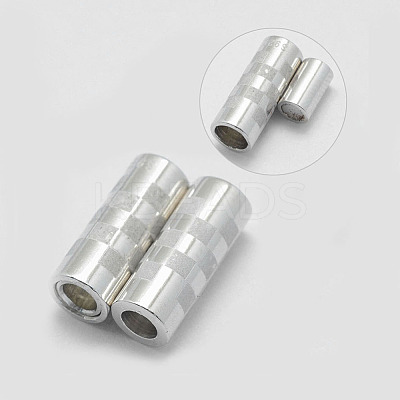 Anti-Tarnish Rhodium Plated 925 Sterling Silver Magnetic Clasps STER-E056-006P-13x5-1