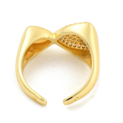 Bowknot Clear Cubic Zirconia Open Cuff Ring RJEW-L121-035G-1