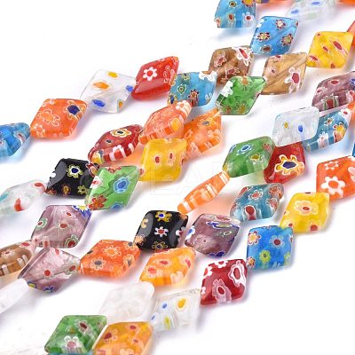 Rhombus Handmade Millefiori Glass Beads X-LK-R004-48-1