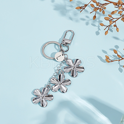 304 Stainless Steel Flower Keychains KEYC-ME00016-02-1