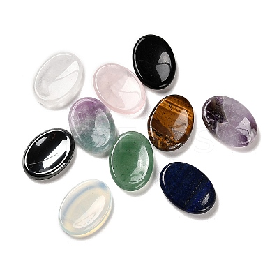 Natural & Synthetic Mixed Gemstone Oval Worry Stone G-R487-01-1