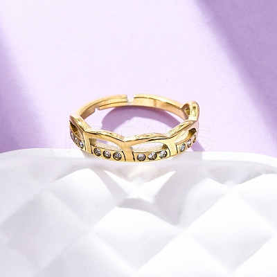 304 Stainless Steel with Rhinestone Finger Rings RJEW-Q020-10G-1