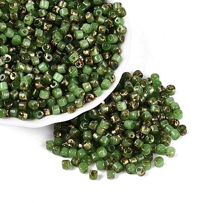Imitation Jade Picasso Glass Beads SEED-Q039-05A-B01-1