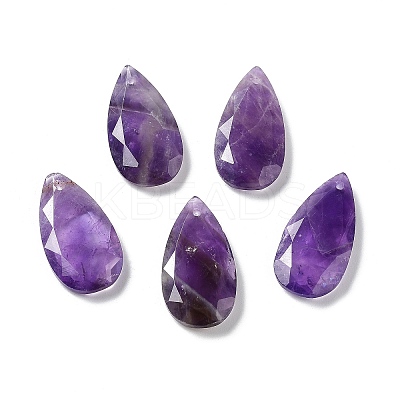 Natural Amethyst Faceted Pendants G-D082-01E-1