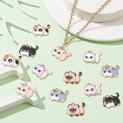 35Pcs 7 Styles Printed Alloy Pendants ENAM-CJ0005-24-1