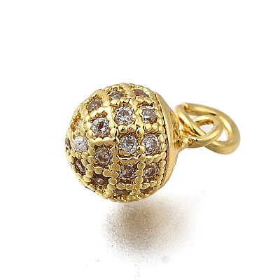 Brass Micro Pave Clear Cubic Zirconia Charms ZIRC-I070-084G-1