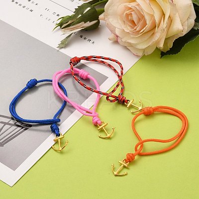 Anchor Alloy Charm Bracelets BJEW-JB05516-M-1