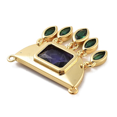 Rack Plating Brass Micro Pave Cubic Zirconia & Glass Pendants  KK-Z071-66G-01-1