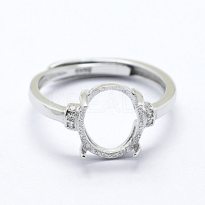 Anti-Tarnish Rhodium Plated 925 Sterling Silver Finger Ring Components STER-G027-05P-1