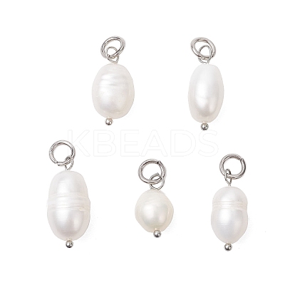 Natural Cultured Freshwater Pearl Rice Pendants PALLOY-JF04200-01-1