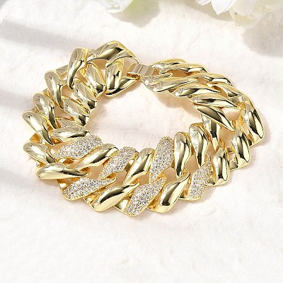 Brass Link Chain Bracelets for Women BJEW-H630-08G-1