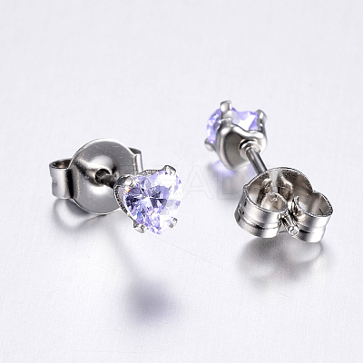 Cubic Zirconia Ear Studs X-EJEW-E098-H-02-1