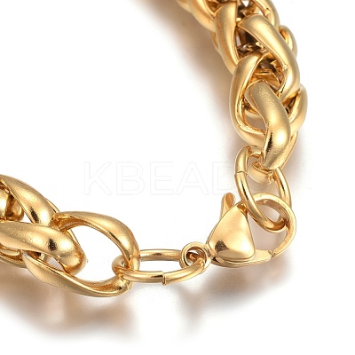 Ion Plating(IP) 304 Stainless Steel Wheat Chain Bracelets BJEW-L634-12G-1