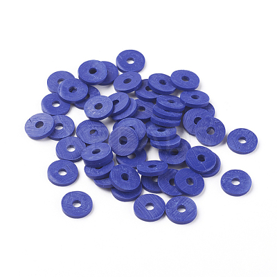 Flat Round Handmade Polymer Clay Beads CLAY-R067-8.0mm-09-1