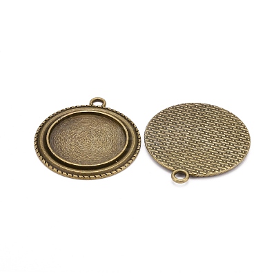 Vintage Tibetan Style Alloy Pendant Cabochon Bezel Settings TIBEP-M018-139AB-NF-1