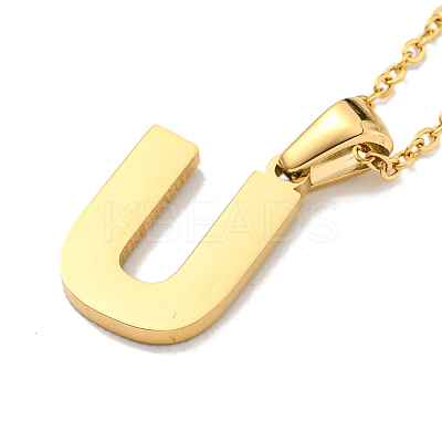 Ion Plating(IP) Initial Letter 304 Stainless Steel Pendant Necklaces NJEW-M199-01G-U-1