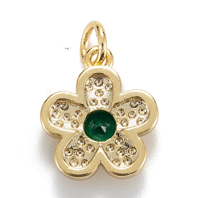 Brass Cubic Zirconia Charms KK-G399-06-1