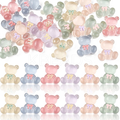 20Pcs Bear Translucent Resin Decoden Cabochons RESI-YW0004-48-1
