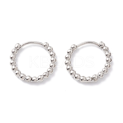 Rack Plating Brass Beaded Huggie Hoop Earrings for Women KK-D069-09P-RS-1