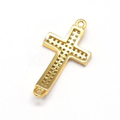 Curved Latin Sideways Cross Brass Micro Pave Cubic Zirconia Links LS-ZIRC-E010-02G-1