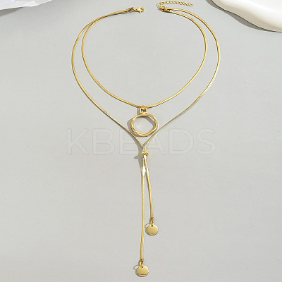 Stainless Steel Disc Tassel Double Layered Adjustable Slider Women's Necklaces SJ4314-1