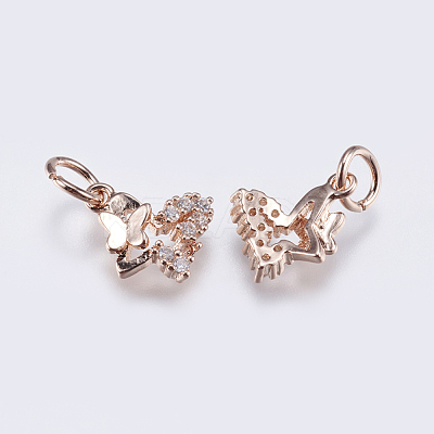 Brass Micro Pave Cubic Zirconia Charms RB-I077-08RG-RS-1