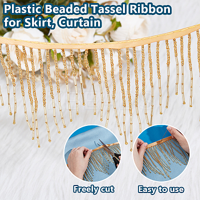 1.8 Yards Glass Beads Fringe Tassel Lace Trim Ribbon OCOR-OC0001-70D-1