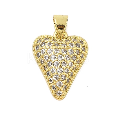 Heart Rack Plating Brass Micro Pave Cubic Zirconia Pendants KK-Z074-52G-1