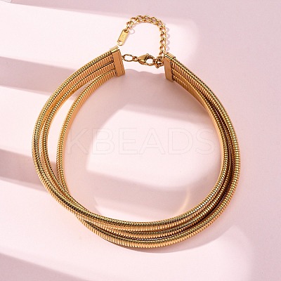 304 Stainless Steel 3-Strand Chain Necklaces NJEW-Q025-01G-1
