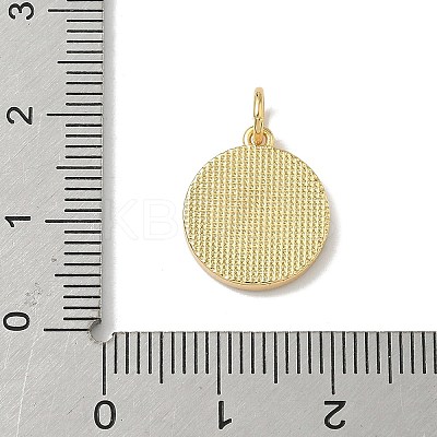 Brass Pave Natural Shell Flat Round with Letter Charms KK-Z115-13G-N-1