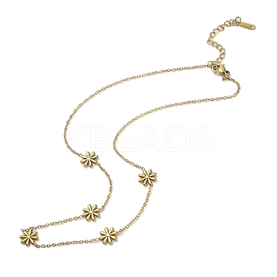 304 Stainless Steel Daisy Flower Link Chain Necklaces for Women LS-NJEW-Q028-10G-1