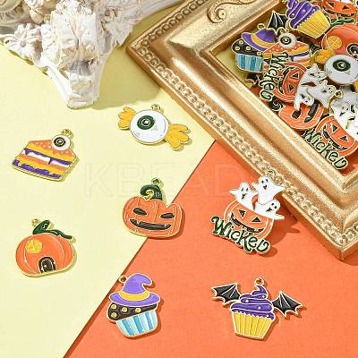 35Pcs 7 Styles Halloween Alloy Enamel Pendant ENAM-CJ0003-98-1