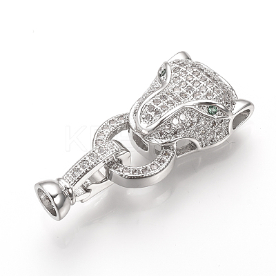 Brass Micro Pave Cubic Zirconia Fold Over Clasps ZIRC-S058-02P-1