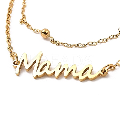 Mother's Day 304 Stainless Steel Ma Ma Multi-Strand Link Chains Bracelets for Women BJEW-Q335-01B-G-1