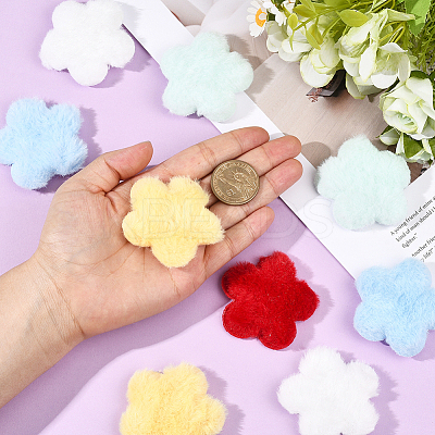 50Pcs 5 Colors Single Face Wool Fibre Cabochons FIND-SC0020-33-1