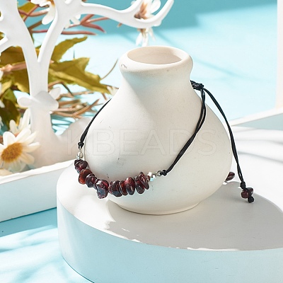 Natural Garnet Chips Braided Bead Bracelet BJEW-JB08019-12-1