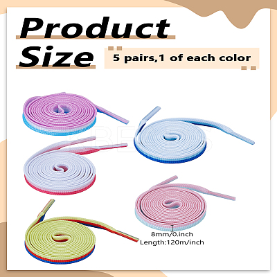 5 Pairs 5 Colors Three-color Mosaic Macaron Color Polyester Shoelaces FIND-LP0008-72-1