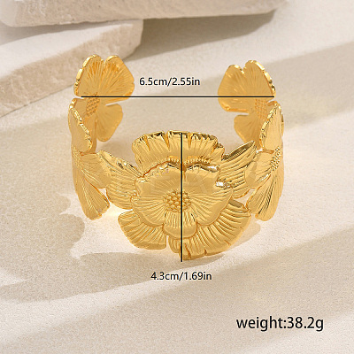 Luxurious Brass Flower Cuff Bangle for Parties and Events DO6494-1-1