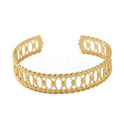 304 Stainless Steel Hollow Open Cuff Bangles LS-BJEW-M316-03G-1