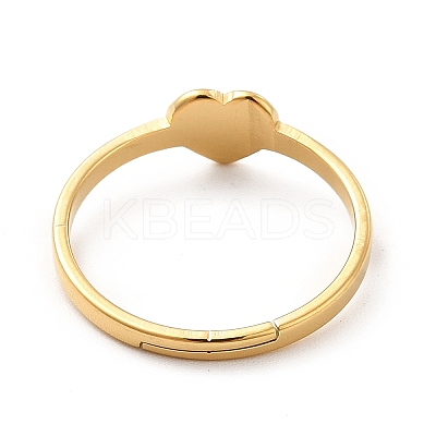 Ion Plating(IP) 201 Stainless Steel Heart Adjustable Ring for Women RJEW-F131-06G-1