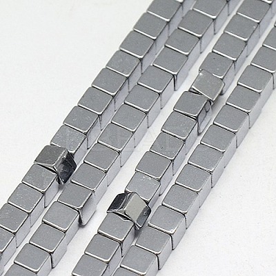 Electroplate Non-magnetic Synthetic Hematite Beads Strands G-J170A-3x3mm-01-1