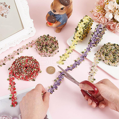 15 Yards 5 Colors Polyester Flower Lace Trim OCOR-PH0002-80-1