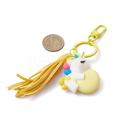 Cartoon PVC Plastic Big Pendants Keychains with Faux Suede Tassel KEYC-JKC00569-01-1