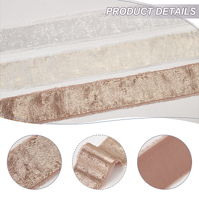 3 Colors Hot Stamping Polyester Frayed Ribbons SRIB-AR0001-20-1