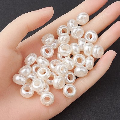 ABS Plastic Imitation Pearl Rondelle Large Hole European Beads MACR-YW0002-87-1